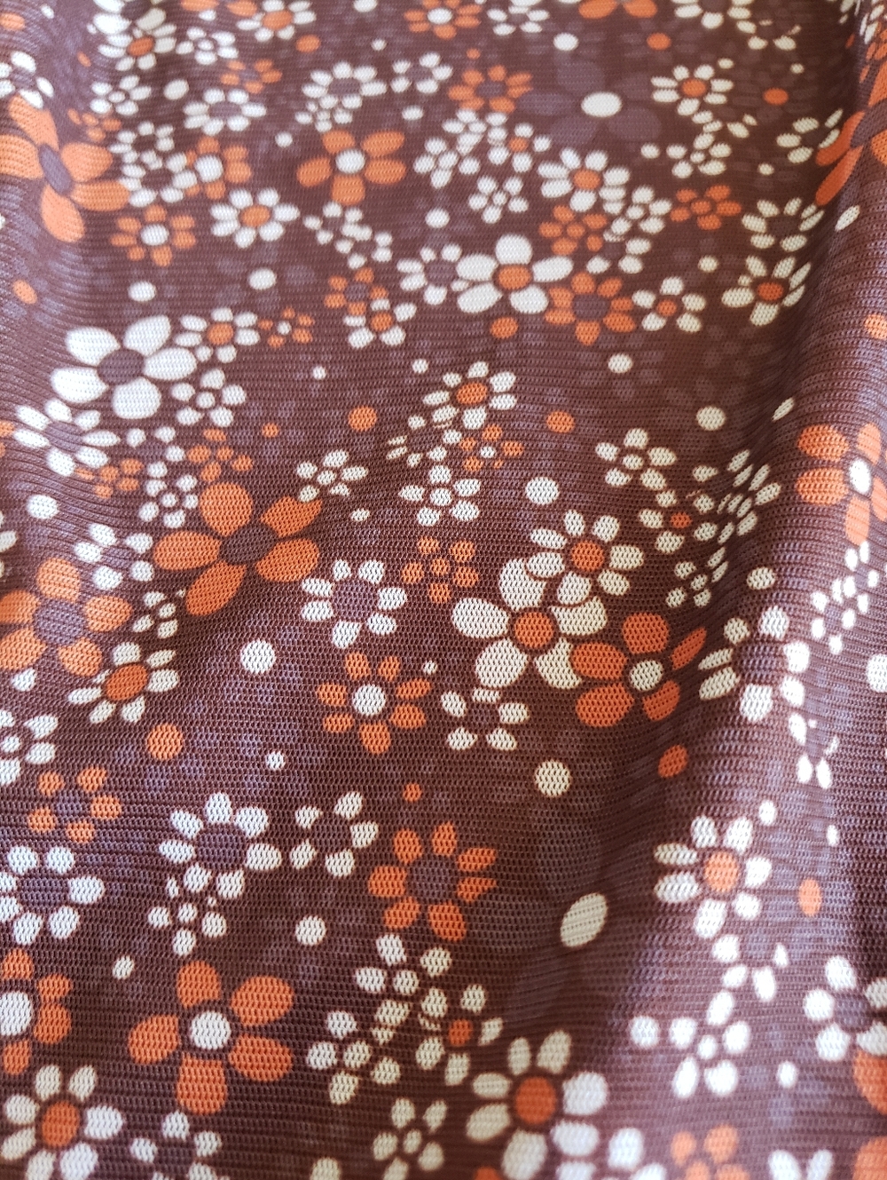Brown + Orange Boho Floral Lettuce Trim Midi Skirt - Picture 7 of 7